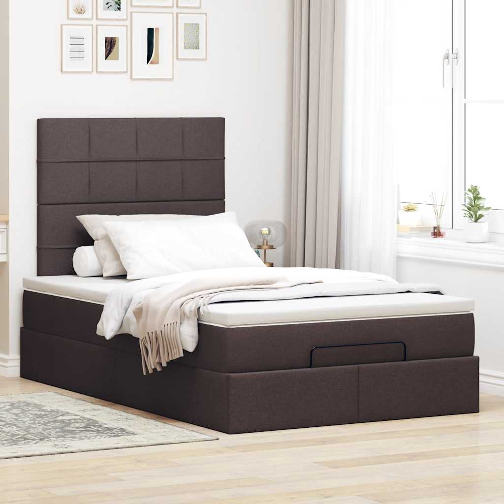 Ottoman-Bett mit Matratze Dunkelbraun 120x190 cm Stoff