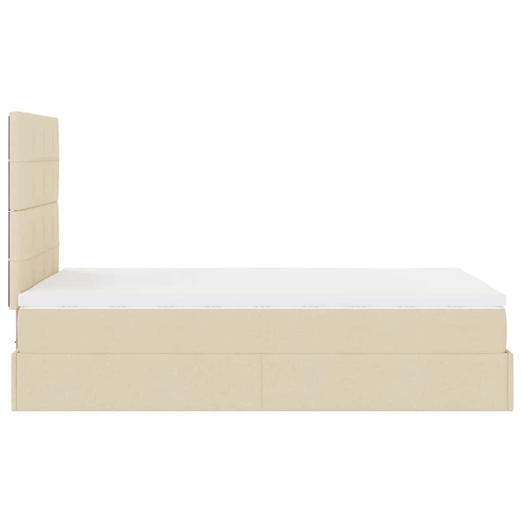 Ottoman-Bett mit Matratze Creme 120x190 cm Stoff