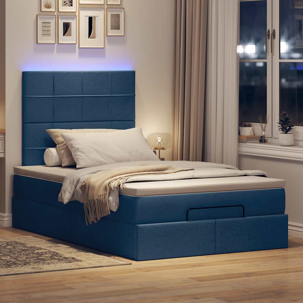 Ottoman-Bett mit Matratze Blau 120x190 cm Stoff