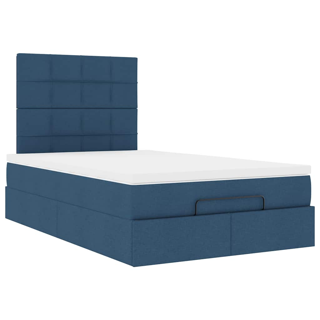 Ottoman-Bett mit Matratze Blau 120x200 cm Stoff