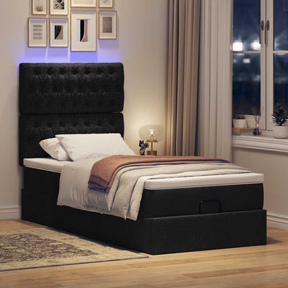 Ottoman-Bett mit Matratze Schwarz 80x200 cm Stoff