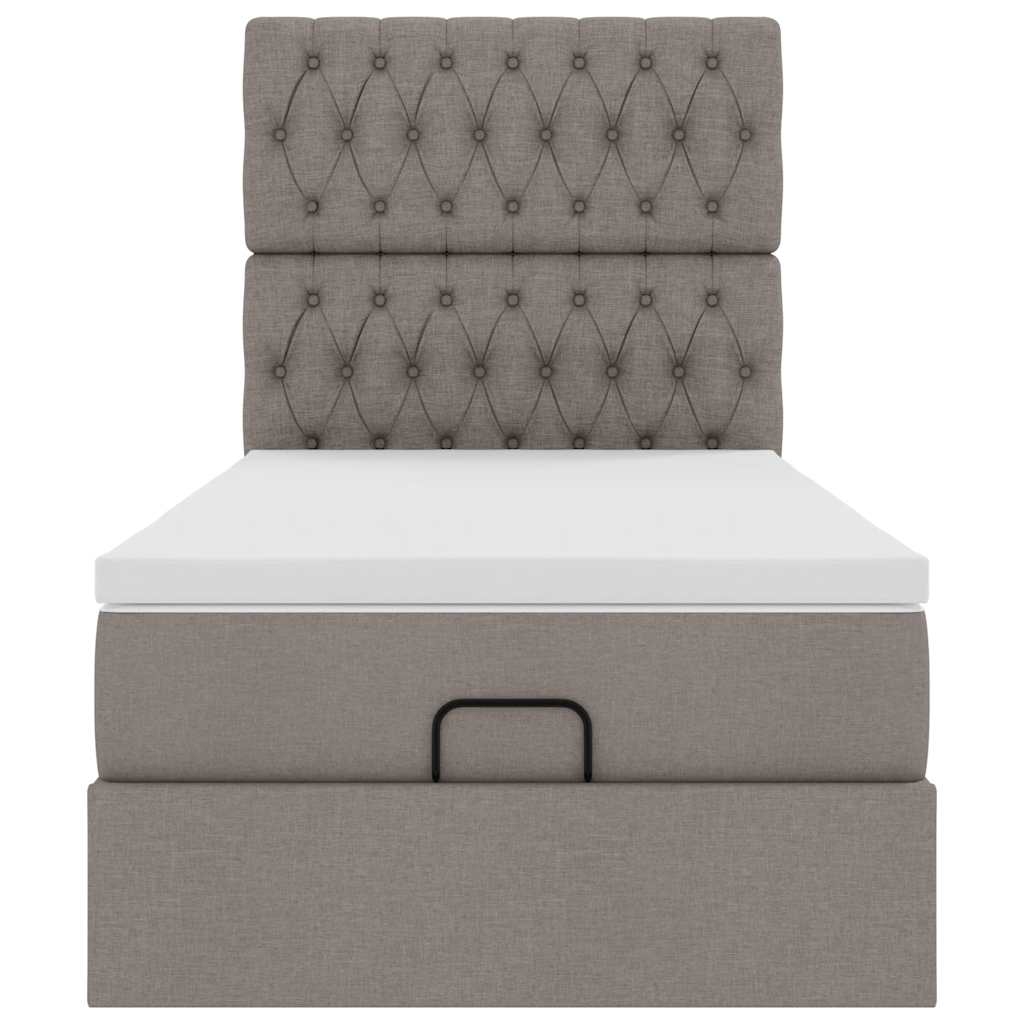 Ottoman-Bett mit Matratze Taupe 90x190 cm Stoff