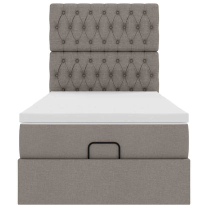 Ottoman-Bett mit Matratze Taupe 90x190 cm Stoff