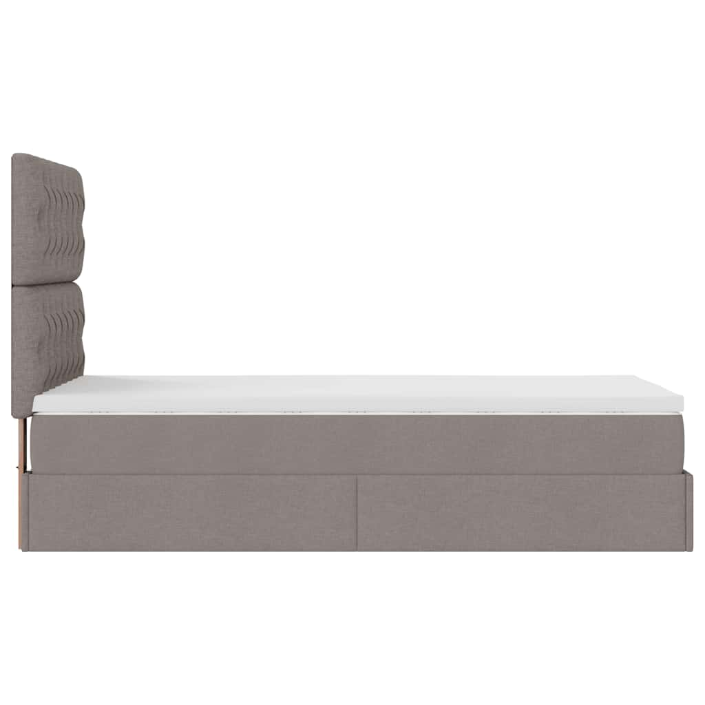 Ottoman-Bett mit Matratze Taupe 90x190 cm Stoff