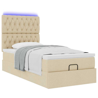 Ottoman-Bett mit Matratze Creme 100x200 cm Stoff