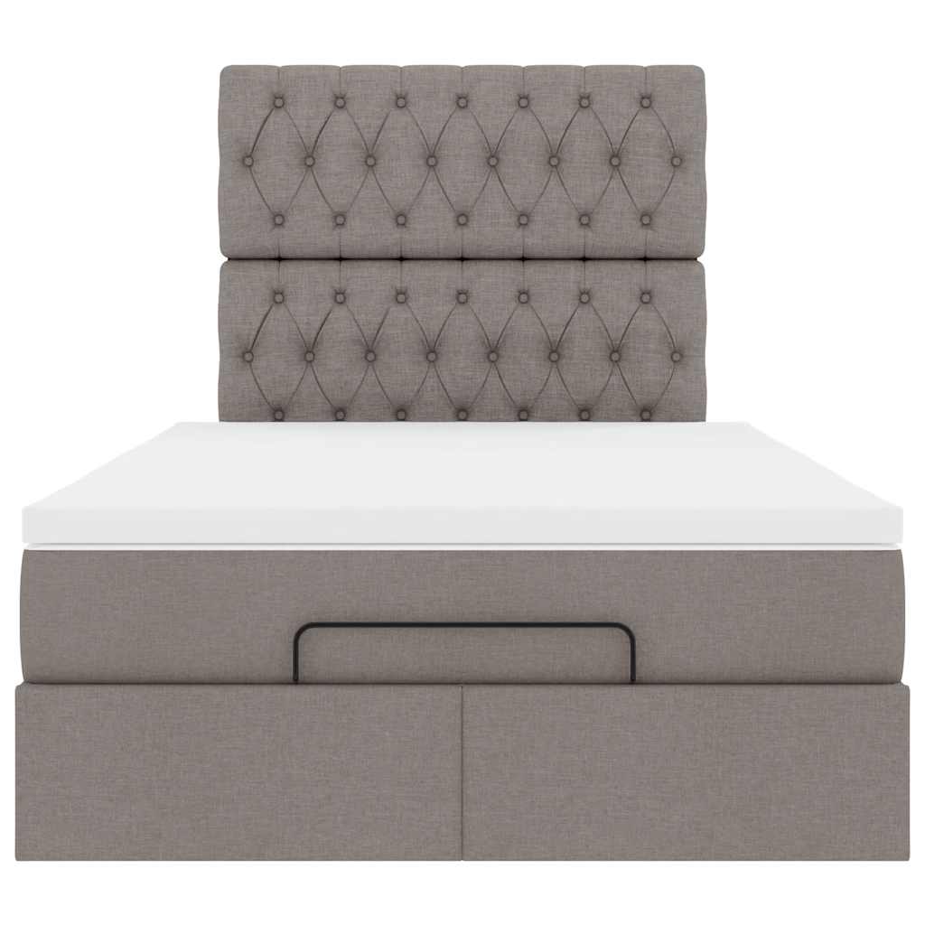 Ottoman-Bett mit Matratze Taupe 120x190 cm Stoff