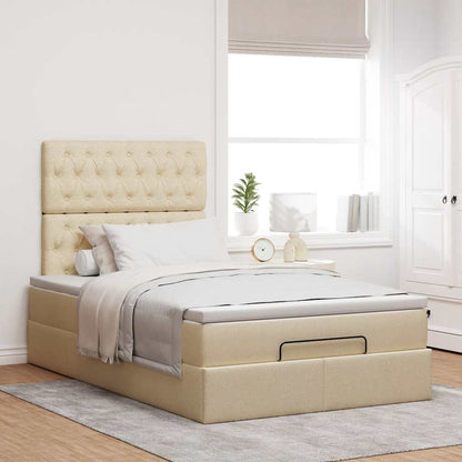 Ottoman-Bett mit Matratze Creme 120x190 cm Stoff