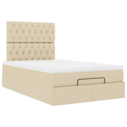 Ottoman-Bett mit Matratze Creme 120x190 cm Stoff