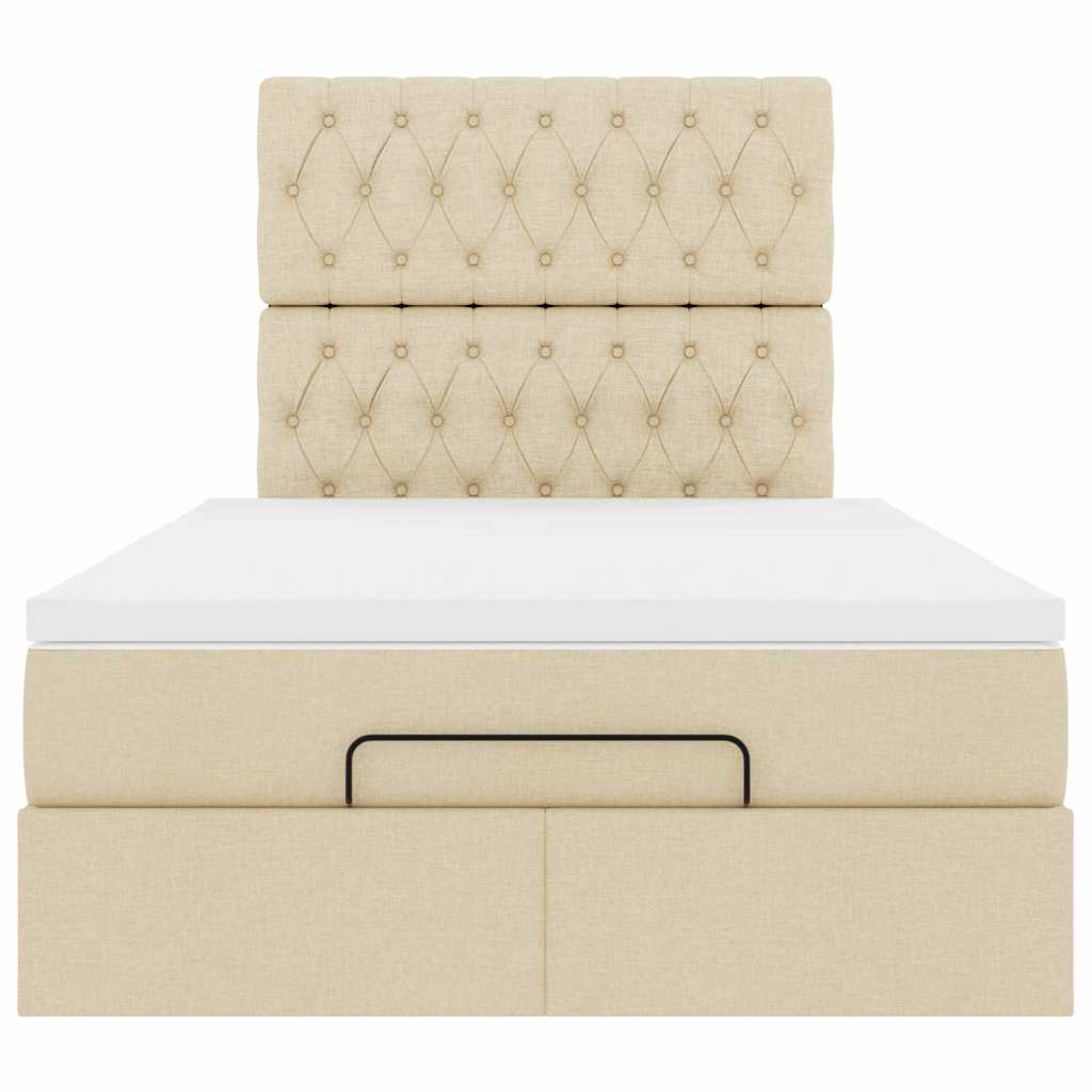 Ottoman-Bett mit Matratze Creme 120x190 cm Stoff