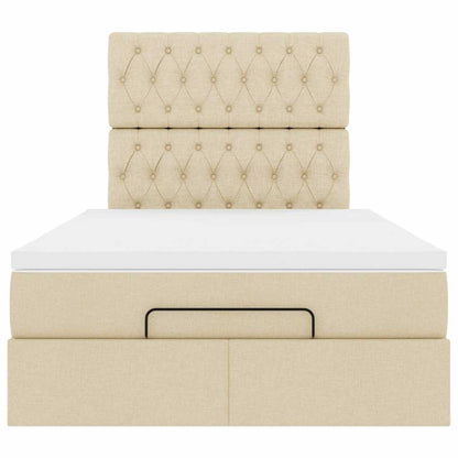 Ottoman-Bett mit Matratze Creme 120x190 cm Stoff