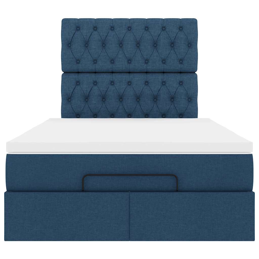 Ottoman-Bett mit Matratze Blau 120x190 cm Stoff