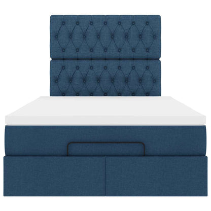 Ottoman-Bett mit Matratze Blau 120x190 cm Stoff