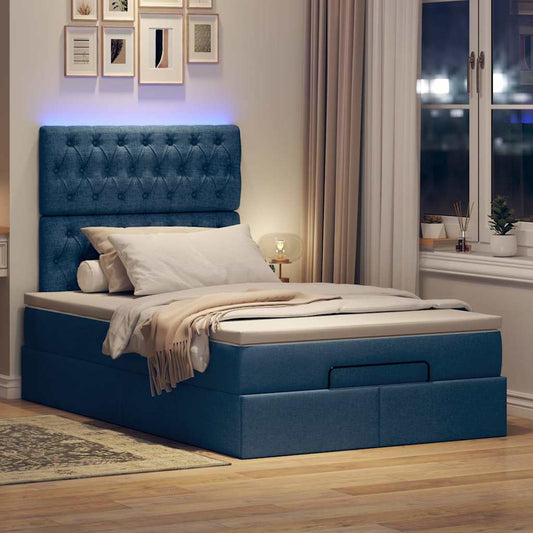 Ottoman-Bett mit Matratze Blau 120x190 cm Stoff