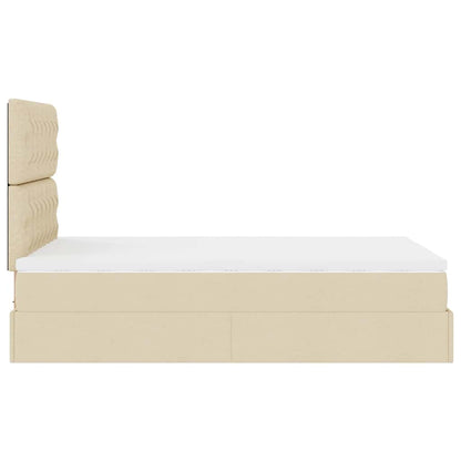 Ottoman-Bett mit Matratze Creme 120x200 cm Stoff