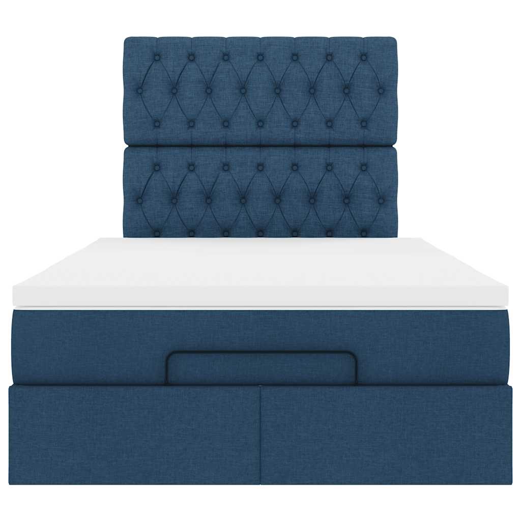 Ottoman-Bett mit Matratze Blau 120x200 cm Stoff