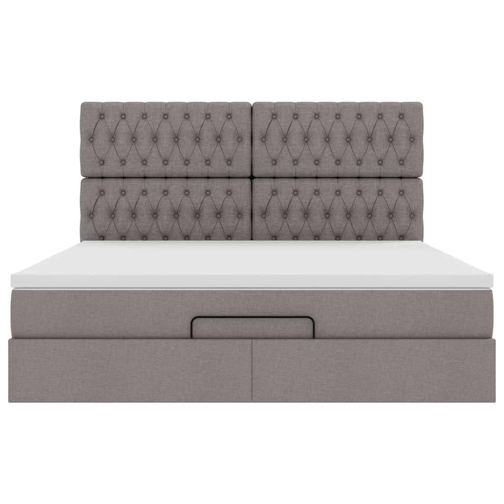 Ottoman-Bett mit Matratze Taupe 160x200 cm Stoff