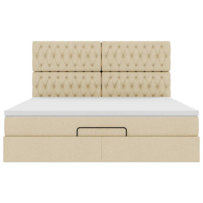 Ottoman-Bett mit Matratze Creme 160x200 cm Stoff