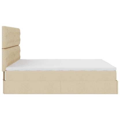 Ottoman-Bett mit Matratze Creme 160x200 cm Stoff