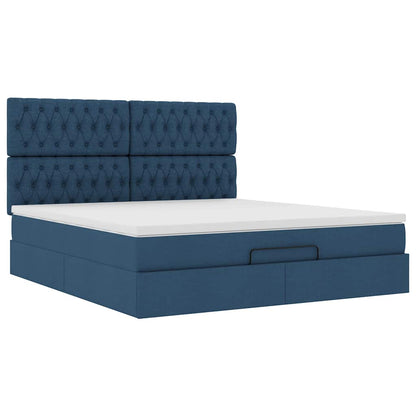 Ottoman-Bett mit Matratze Blau 160x200 cm Stoff