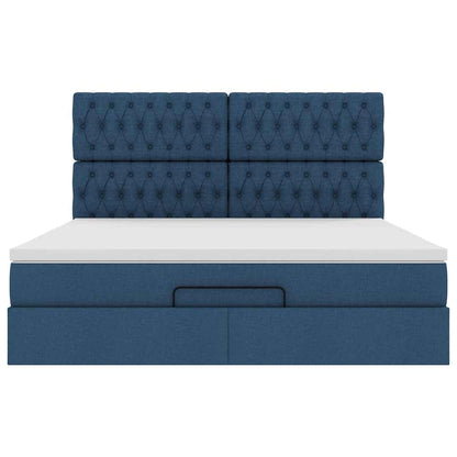 Ottoman-Bett mit Matratze Blau 160x200 cm Stoff