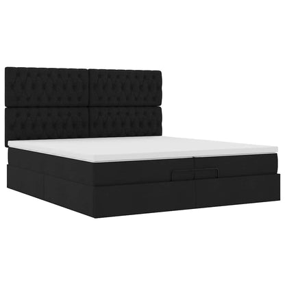 Ottoman-Bett mit Matratzen Schwarz 200x200 cm Stoff