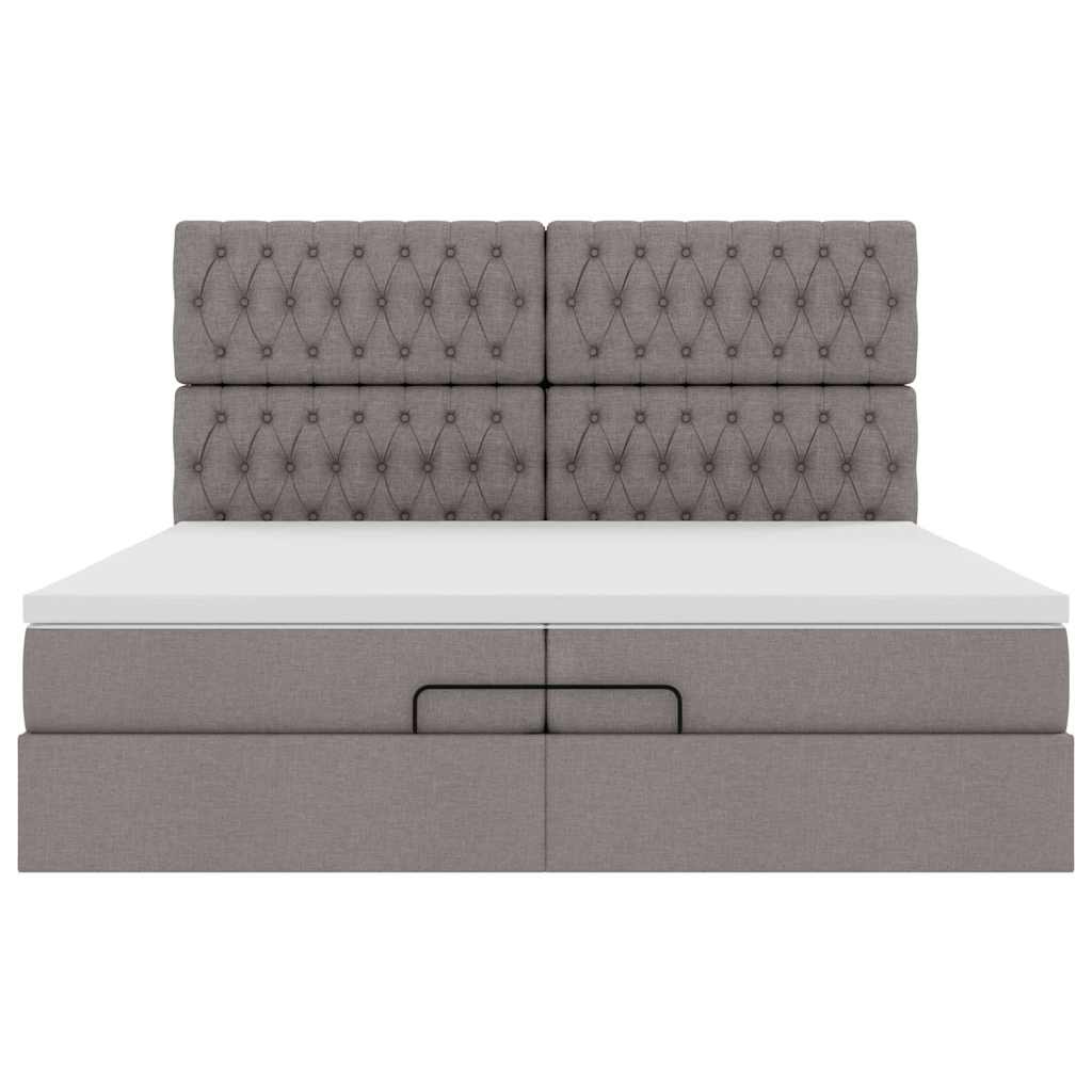 Ottoman-Bett mit Matratzen Taupe 200x200 cm Stoff