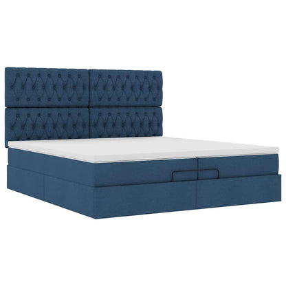 Ottoman-Bett mit Matratzen Blau 200x200 cm Stoff