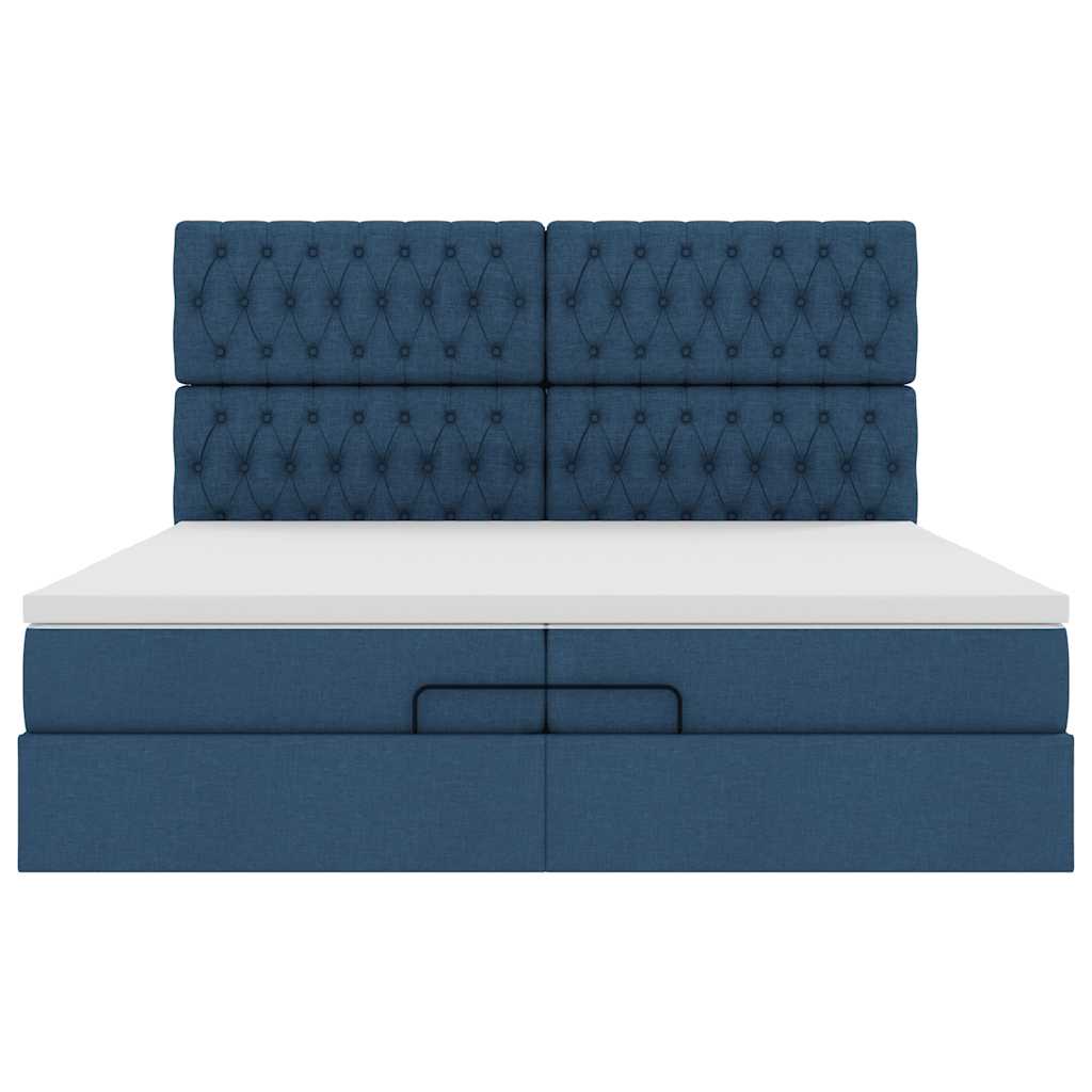 Ottoman-Bett mit Matratzen Blau 200x200 cm Stoff