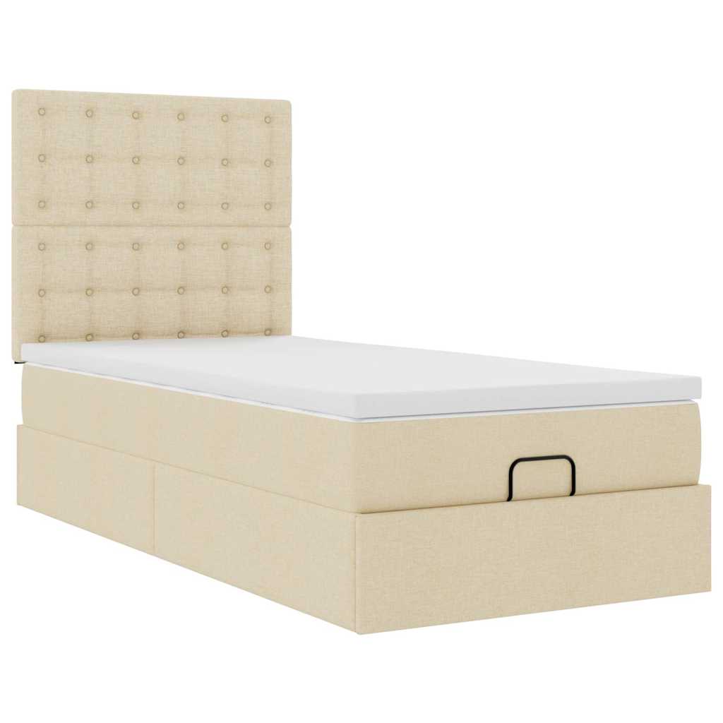 Ottoman-Bett mit Matratze Creme 90x200 cm Stoff