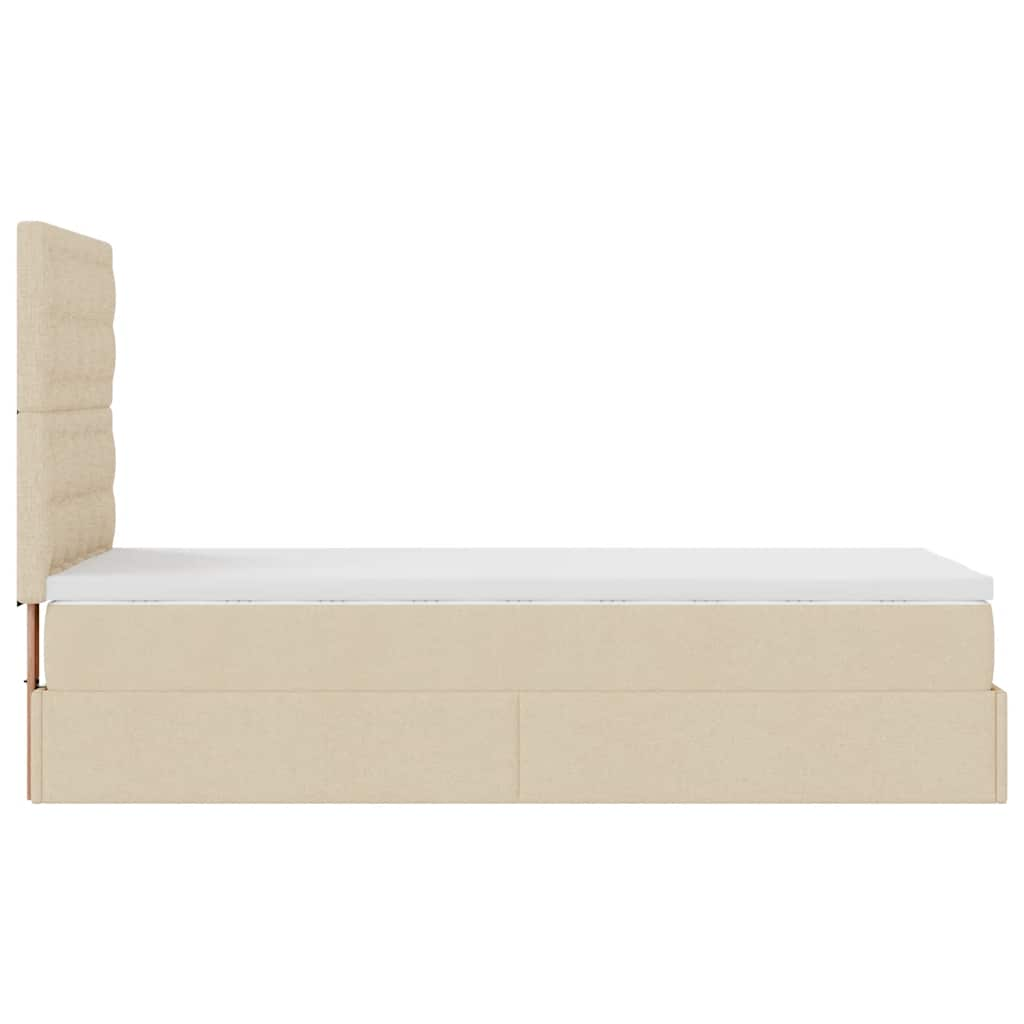 Ottoman-Bett mit Matratze Creme 90x200 cm Stoff