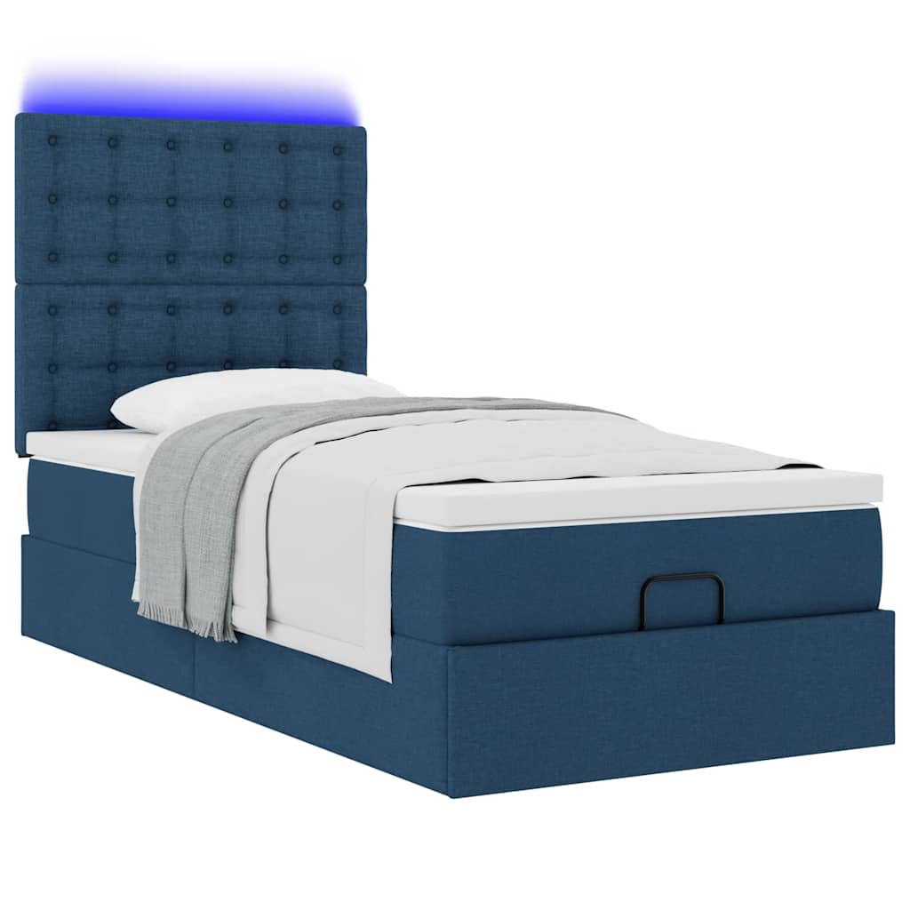 Ottoman-Bett mit Matratze Blau 90x200 cm Stoff