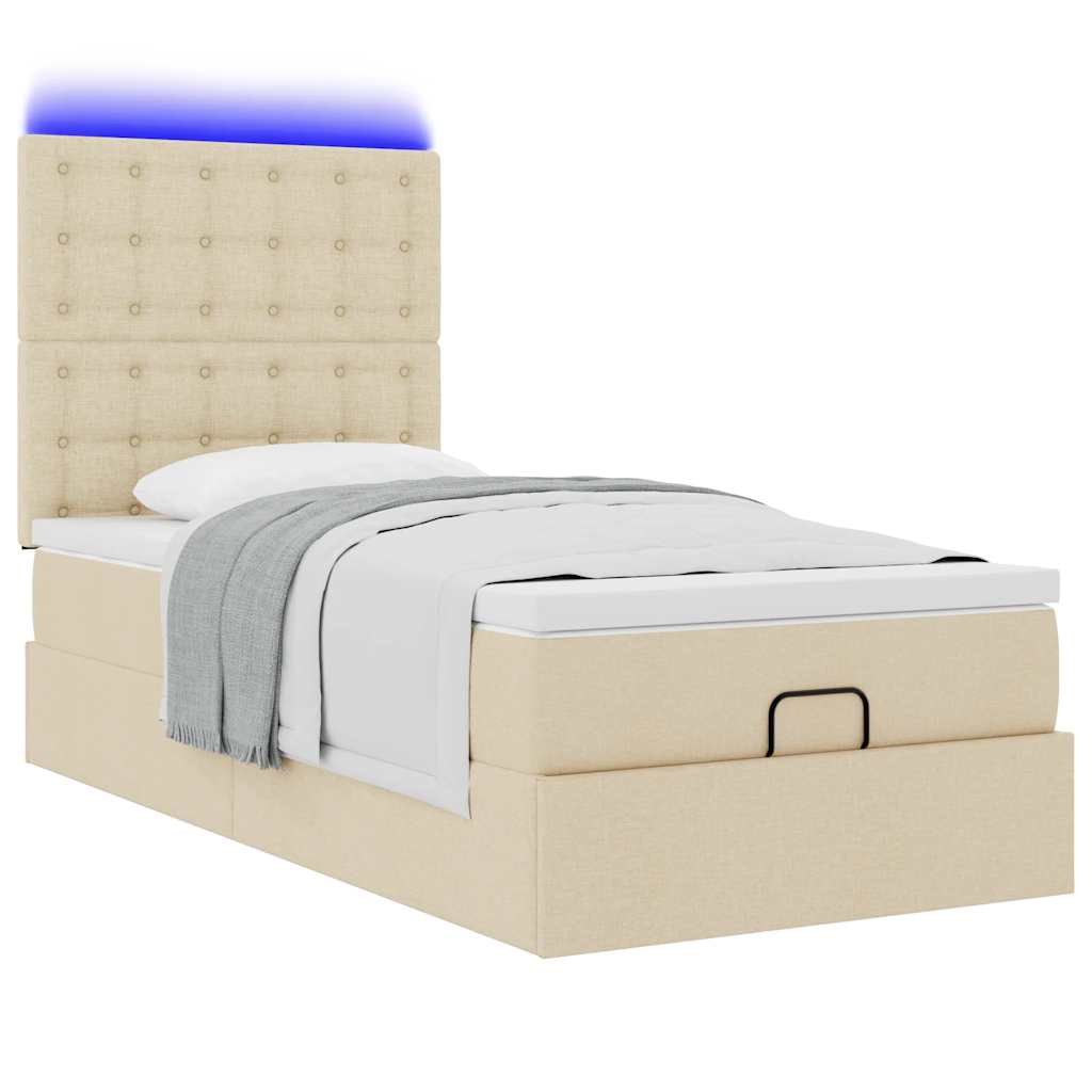 Ottoman-Bett mit Matratze Creme 100x200 cm Stoff