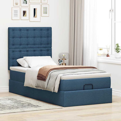 Ottoman-Bett mit Matratze Blau 100x200 cm Stoff