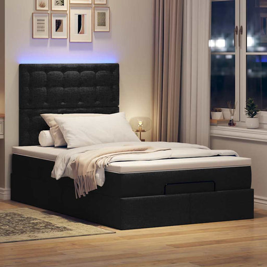 Ottoman-Bett mit Matratze Schwarz 120x200 cm Stoff