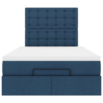 Ottoman-Bett mit Matratze Blau 120x200 cm Stoff