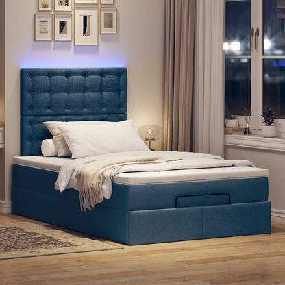 Ottoman-Bett mit Matratze Blau 120x200 cm Stoff