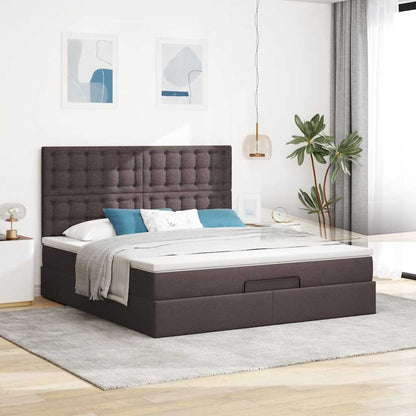 Ottoman-Bett mit Matratze Dunkelbraun 160x200 cm Stoff