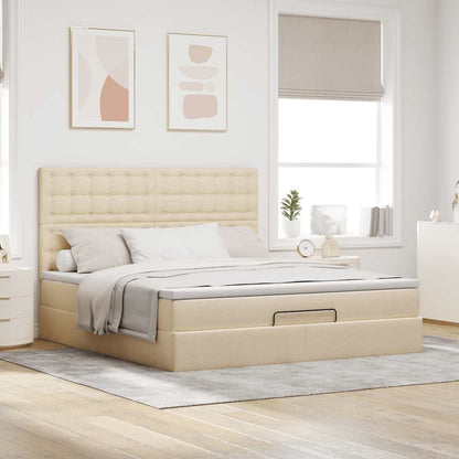 Ottoman-Bett mit Matratze Creme 160x200 cm Stoff