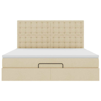 Ottoman-Bett mit Matratze Creme 160x200 cm Stoff