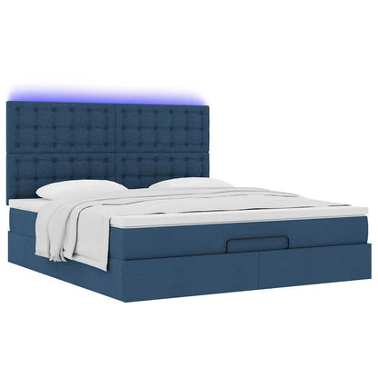 Ottoman-Bett mit Matratze Blau 160x200 cm Stoff