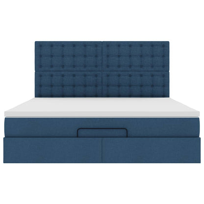 Ottoman-Bett mit Matratze Blau 160x200 cm Stoff