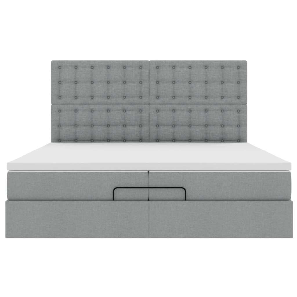 Ottoman-Bett mit Matratzen Hellgrau 200x200 cm Stoff