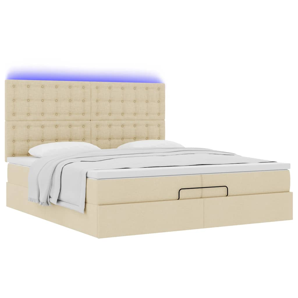 Ottoman-Bett mit Matratzen Creme 200x200 cm Stoff