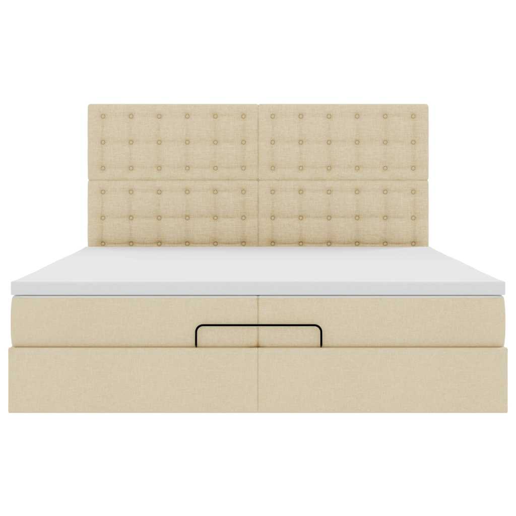 Ottoman-Bett mit Matratzen Creme 200x200 cm Stoff