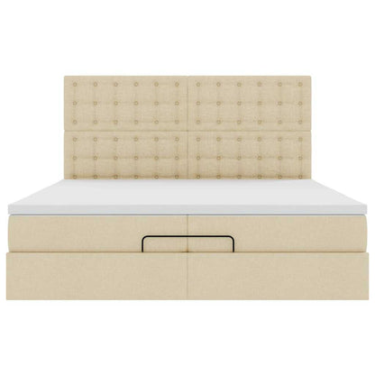 Ottoman-Bett mit Matratzen Creme 200x200 cm Stoff