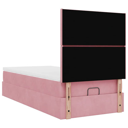 Ottoman-Bett mit Matratzen Rosa 100x200 cm Samt