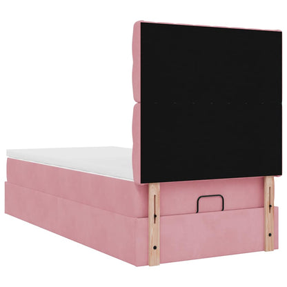 Ottoman-Bett mit Matratzen Rosa 90x190 cm Samt