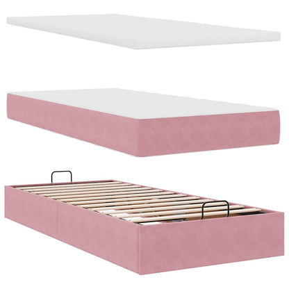 Ottoman-Bett mit Matratzen Rosa 90x200 cm Samt