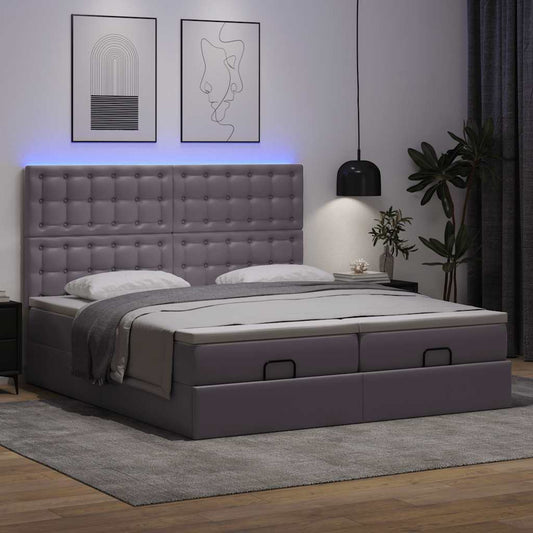 Ottoman-Bett mit Matratzen Grau 200x200 cm Kunstleder