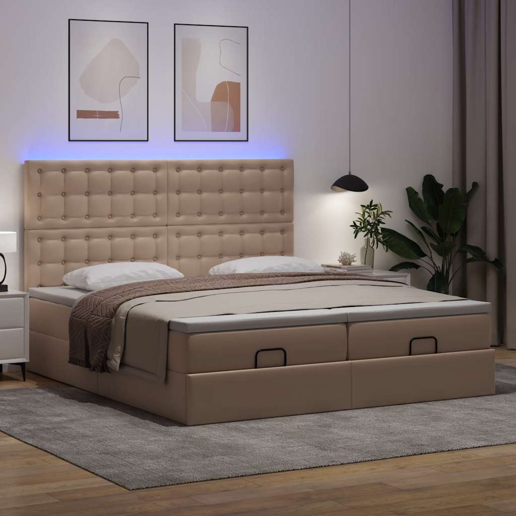 Ottoman-Bett mit Matratzen Cappuccino 200x200 cm Kunstleder